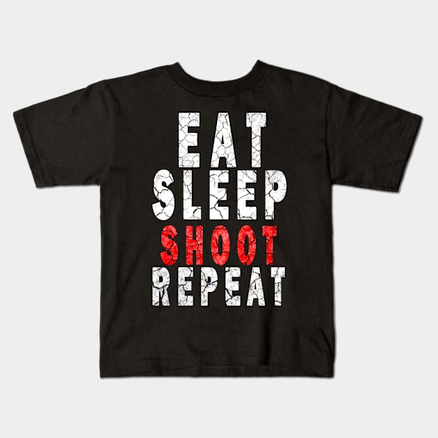 Eat Sleep Shoot Repeat Kids T-Shirt by DesignerMAN